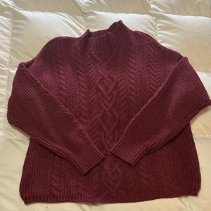 Old Navy Women's Maroon Cable Knit Turtleneck Sweater